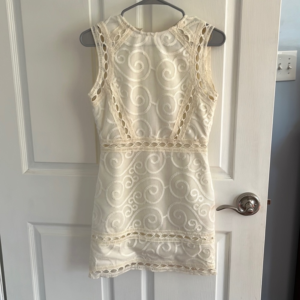 Ivory mini dress.